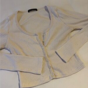 Brandy Melville Cream Ribbed Crop Top